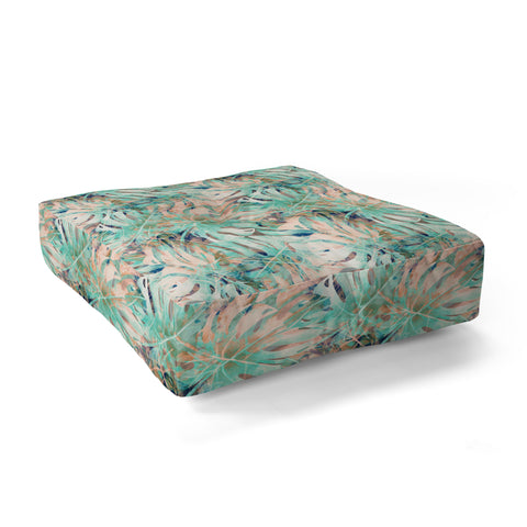 Marta Barragan Camarasa Pattern of monstera pink leaves Floor Pillow Square