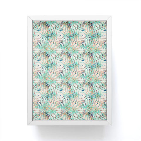 Marta Barragan Camarasa Pattern of monstera pink leaves Framed Mini Art Print