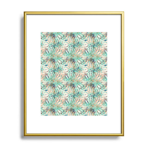 Marta Barragan Camarasa Pattern of monstera pink leaves Metal Framed Art Print
