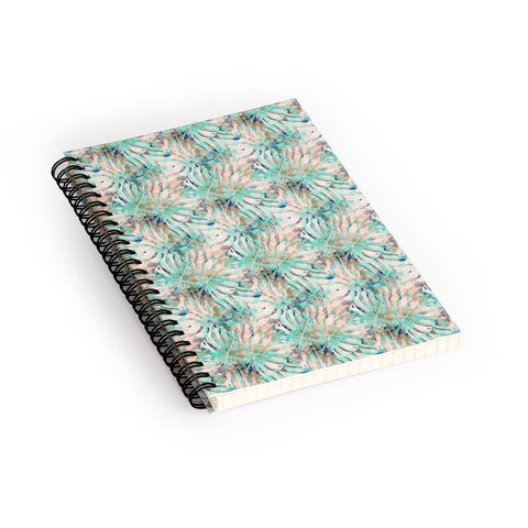 Marta Barragan Camarasa Pattern of monstera pink leaves Spiral Notebook