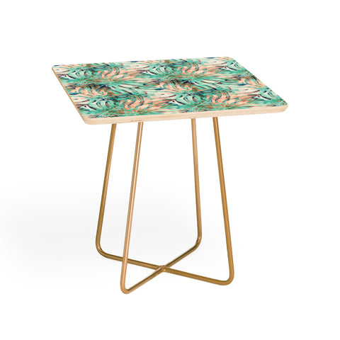 Marta Barragan Camarasa Pattern of monstera pink leaves Side Table