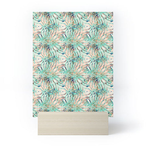 Marta Barragan Camarasa Pattern of monstera pink leaves Mini Art Print