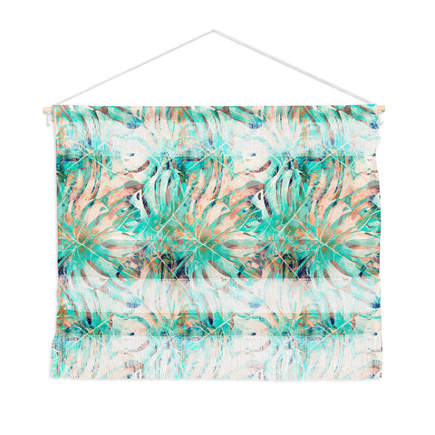 Marta Barragan Camarasa Pattern of monstera pink leaves Wall Hanging Landscape