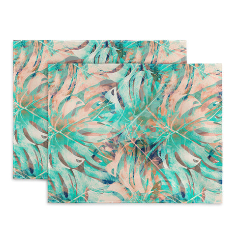 Marta Barragan Camarasa Pattern of monstera pink leaves Placemat