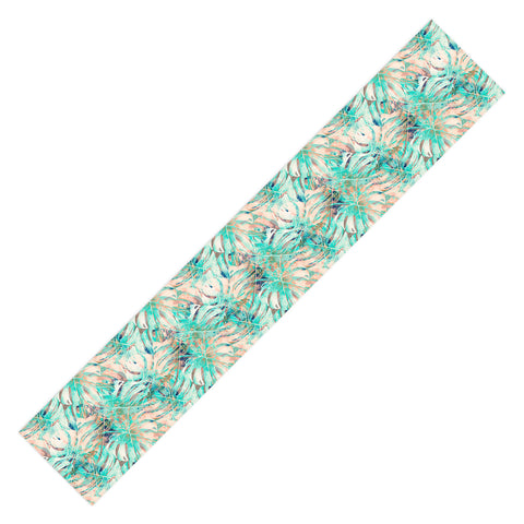 Marta Barragan Camarasa Pattern of monstera pink leaves Table Runner
