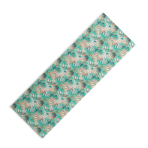 Marta Barragan Camarasa Pattern of monstera pink leaves Yoga Mat