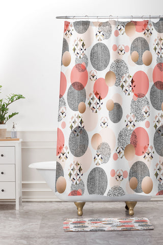 Marta Barragan Camarasa Pattern of textured circles Shower Curtain And Mat