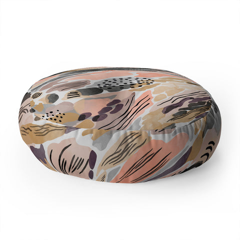 Marta Barragan Camarasa Pink abstract artistic brushes Floor Pillow Round