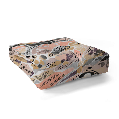 Marta Barragan Camarasa Pink abstract artistic brushes Floor Pillow Square