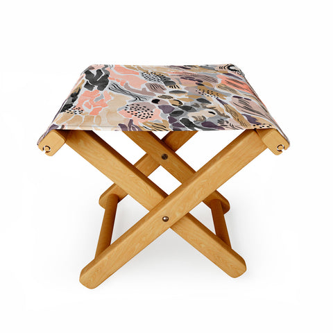 Marta Barragan Camarasa Pink abstract artistic brushes Folding Stool