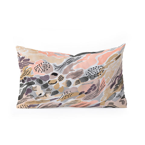 Marta Barragan Camarasa Pink abstract artistic brushes Oblong Throw Pillow