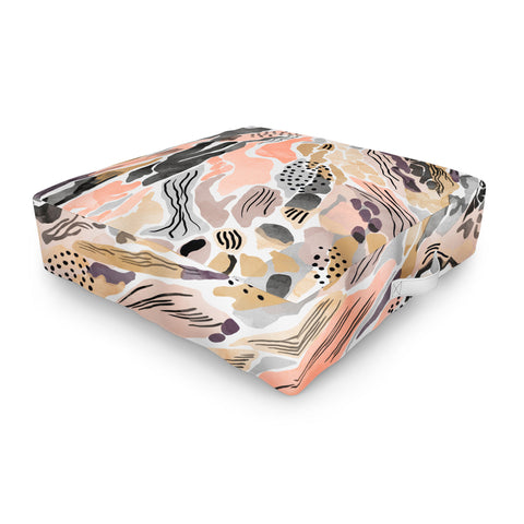 Marta Barragan Camarasa Pink abstract artistic brushes Outdoor Floor Cushion