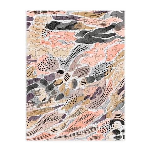Marta Barragan Camarasa Pink abstract artistic brushes Puzzle