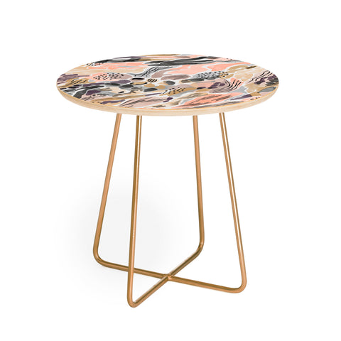 Marta Barragan Camarasa Pink abstract artistic brushes Round Side Table