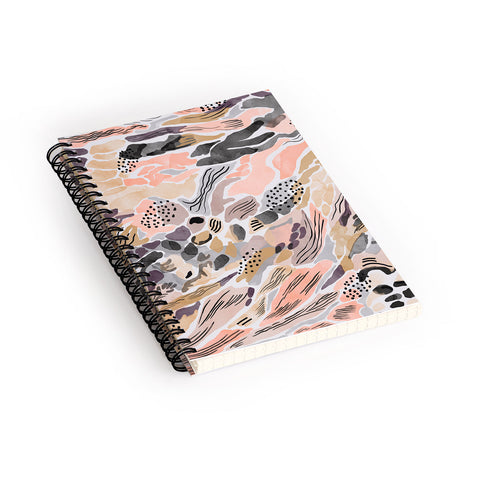 Marta Barragan Camarasa Pink abstract artistic brushes Spiral Notebook