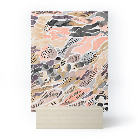 Marta Barragan Camarasa Pink abstract artistic brushes Mini Art Print