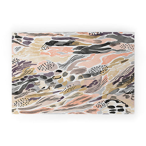 Marta Barragan Camarasa Pink abstract artistic brushes Welcome Mat