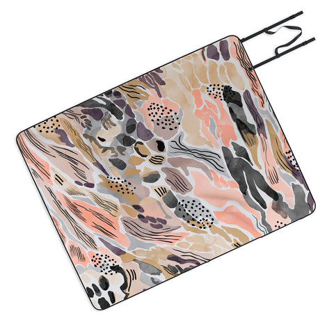 Marta Barragan Camarasa Pink abstract artistic brushes Picnic Blanket