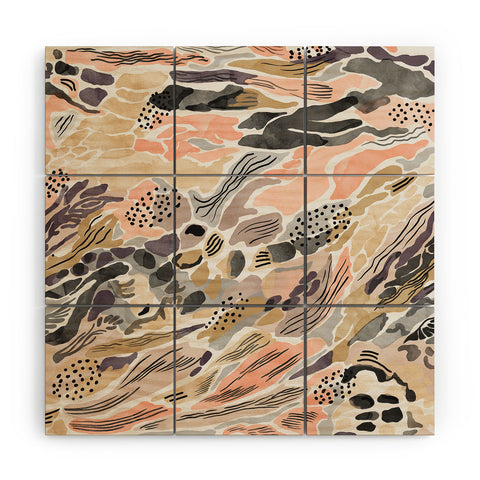 Marta Barragan Camarasa Pink abstract artistic brushes Wood Wall Mural