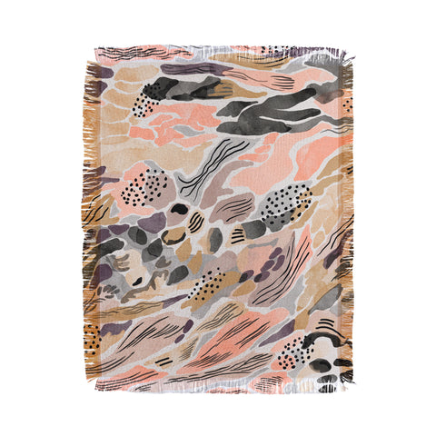 Marta Barragan Camarasa Pink abstract artistic brushes Throw Blanket