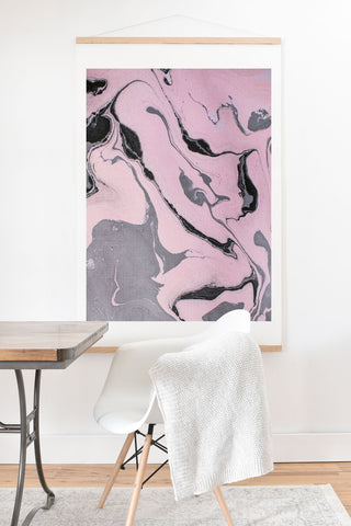 Marta Barragan Camarasa Pink and black marbling paper Art Print And Hanger
