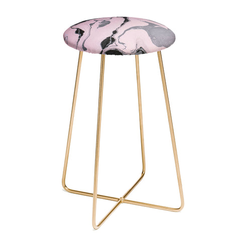 Marta Barragan Camarasa Pink and black marbling paper Counter Stool