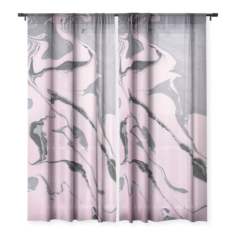 Marta Barragan Camarasa Pink and black marbling paper Sheer Non Repeat