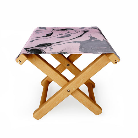 Marta Barragan Camarasa Pink and black marbling paper Folding Stool