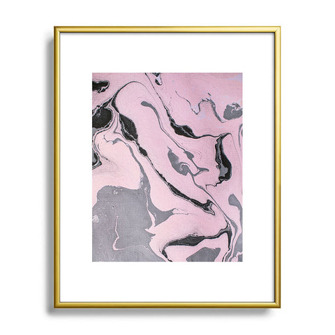 Marta Barragan Camarasa Pink and black marbling paper Metal Framed Art Print