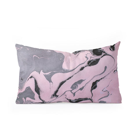 Marta Barragan Camarasa Pink and black marbling paper Oblong Throw Pillow
