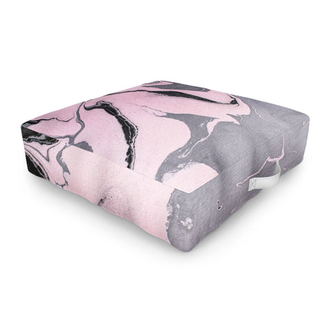 Marta Barragan Camarasa Pink and black marbling paper Outdoor Floor Cushion