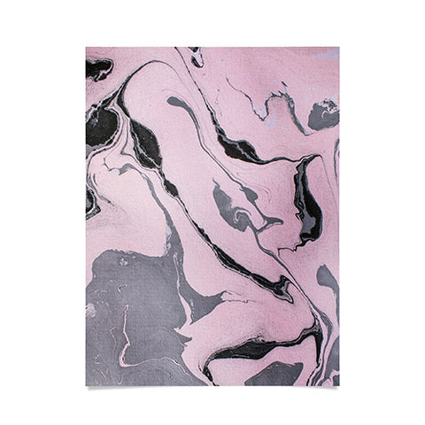 Marta Barragan Camarasa Pink and black marbling paper Poster