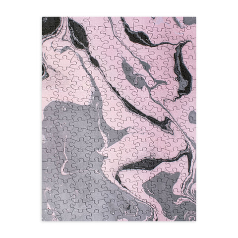 Marta Barragan Camarasa Pink and black marbling paper Puzzle