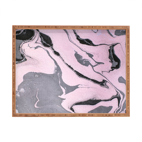 Marta Barragan Camarasa Pink and black marbling paper Rectangular Tray
