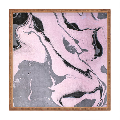 Marta Barragan Camarasa Pink and black marbling paper Square Tray