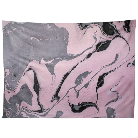Marta Barragan Camarasa Pink and black marbling paper Tapestry