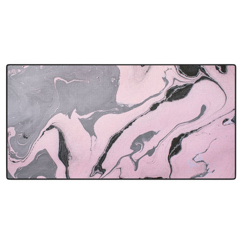 Marta Barragan Camarasa Pink and black marbling paper Desk Mat