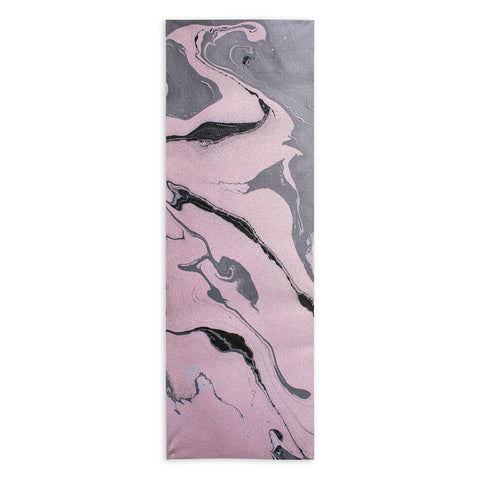 Marta Barragan Camarasa Pink and black marbling paper Yoga Towel