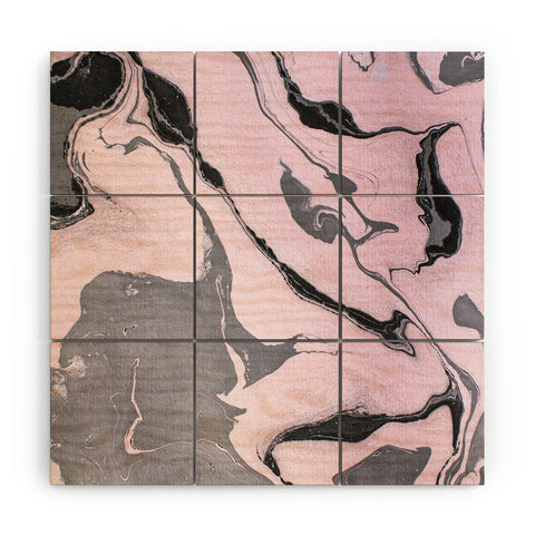 Marta Barragan Camarasa Pink and black marbling paper Wood Wall Mural