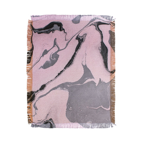 Marta Barragan Camarasa Pink and black marbling paper Throw Blanket