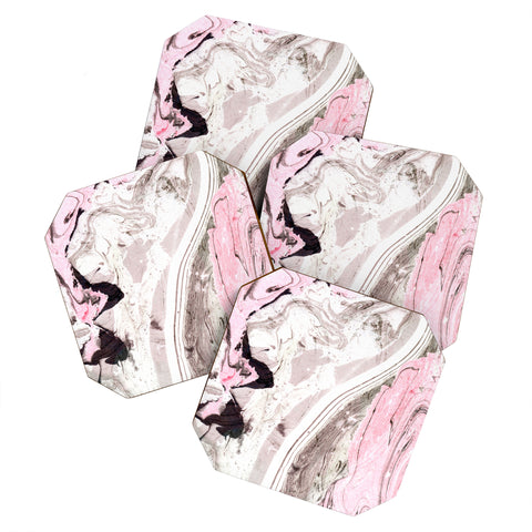 Marta Barragan Camarasa Pink and gray marble Coaster Set