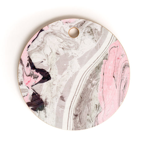 Marta Barragan Camarasa Pink and gray marble Cutting Board Round