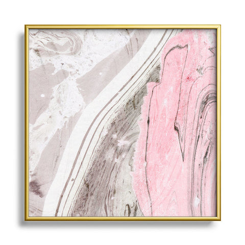 Marta Barragan Camarasa Pink and gray marble Square Metal Framed Art Print