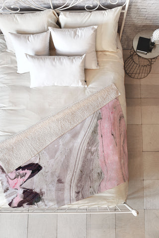 Marta Barragan Camarasa Pink and gray marble Fleece Throw Blanket