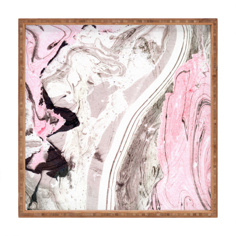 Marta Barragan Camarasa Pink and gray marble Square Tray