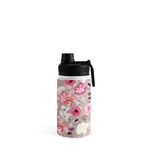 Marta Barragan Camarasa Pink and white flower garden Water Bottle