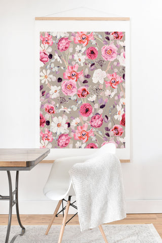 Marta Barragan Camarasa Pink and white flower garden Art Print And Hanger