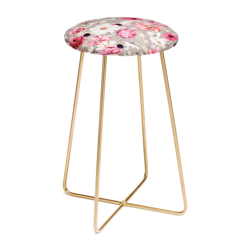 Marta Barragan Camarasa Pink and white flower garden Counter Stool
