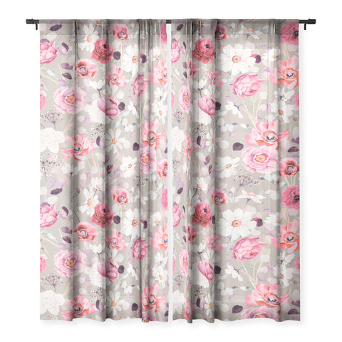 Marta Barragan Camarasa Pink and white flower garden Sheer Non Repeat
