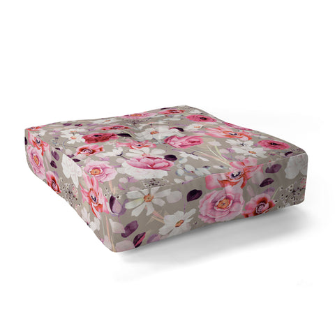 Marta Barragan Camarasa Pink and white flower garden Floor Pillow Square